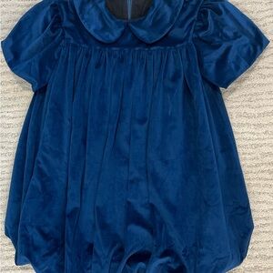 CAROLINE BOSSMAN Girl Navy Velvet Kids Dress 8